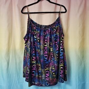Rouge Collection Love Fashion Rainbow Metallic Chain Strap Tank Top Club Dance
